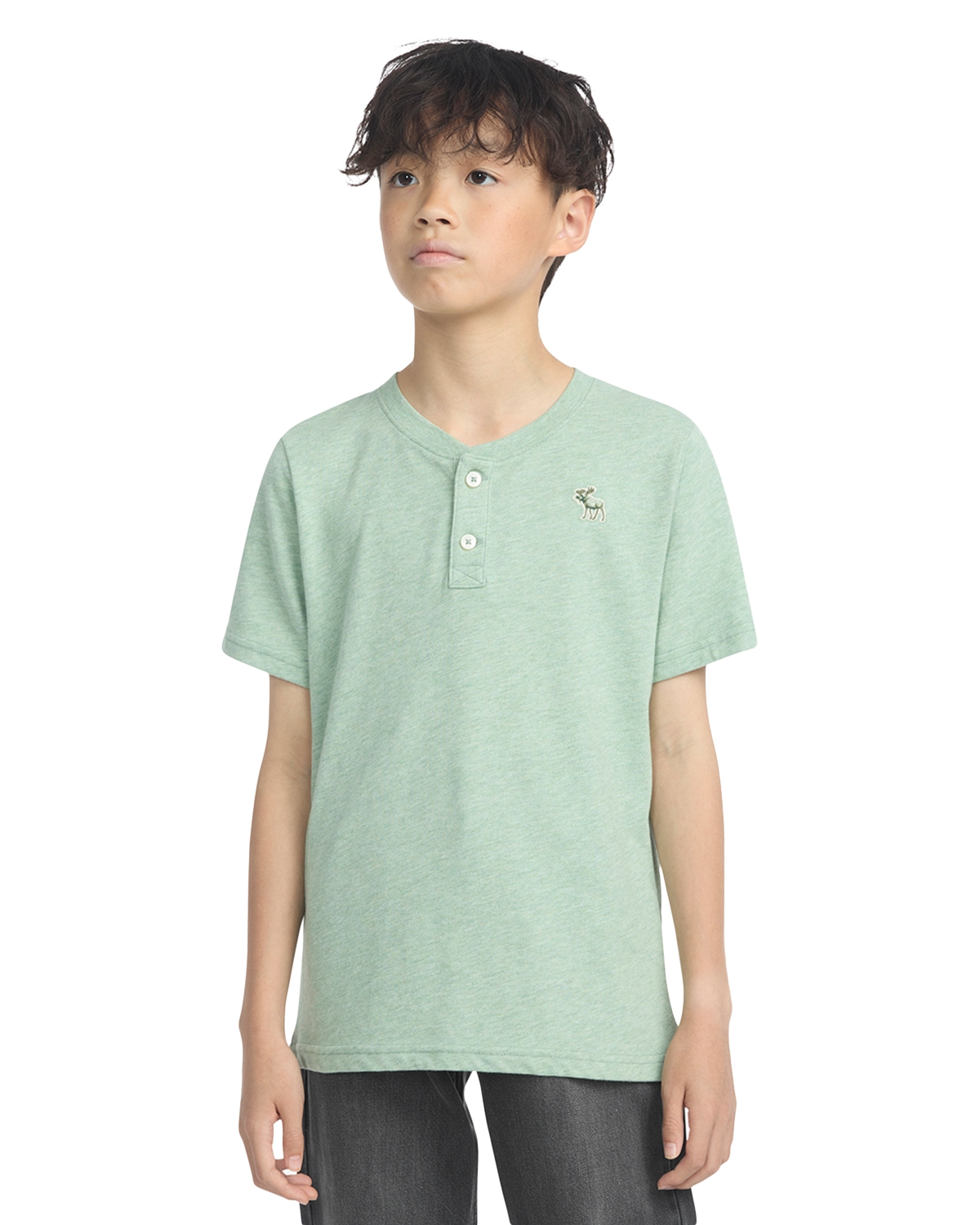 abercrombie kids Boys' Essential Henley Tee - Little Kid, Big Kid - Chinois Green Heather