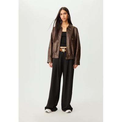 Stradivarius Leather effect jacket with pockets Brown XL