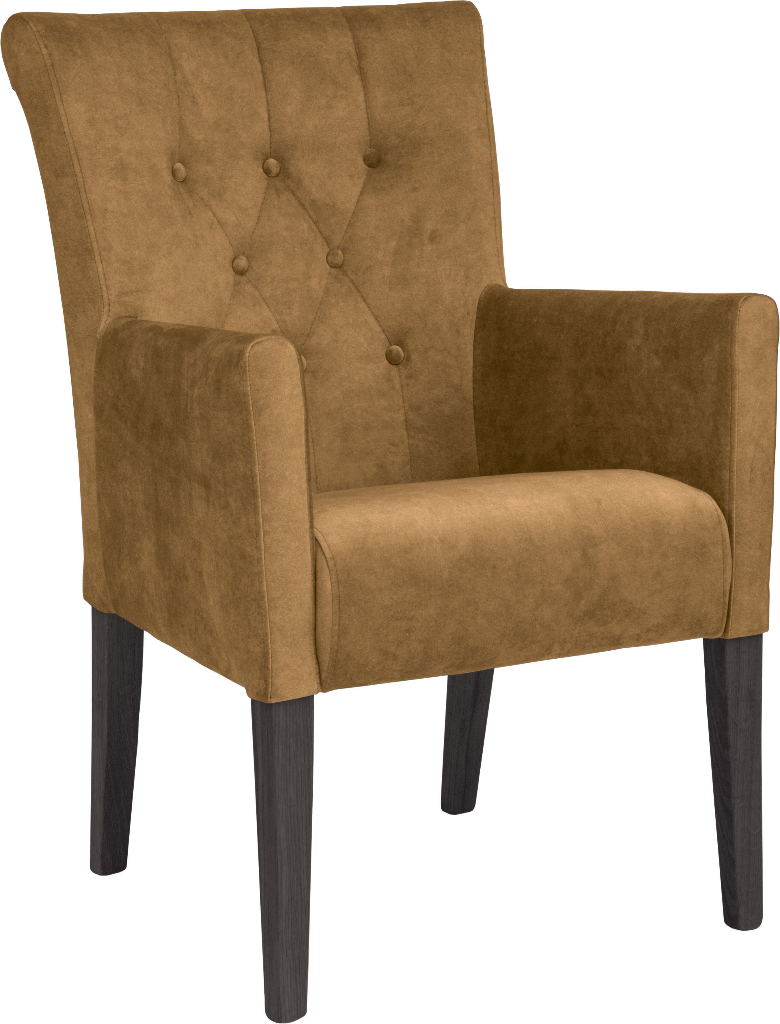 Esszimmerstuhl HOME AFFAIRE "King", gold (goldgelb, wenge), B:60cm H:92cm T:65cm, Polyester, Stühle, Esszimmerstuhl, Esszimmerstuhl mit Knopfheftung