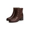 Stiefelette TOMMY HILFIGER "TH BUCKLE RIDING MID HEEL BOOTIE", Damen, Gr. 36, braun (dunkelbraun), Leder, klassisch, Schuhe, Blockabsatz, Businesschuh in schmaler Form