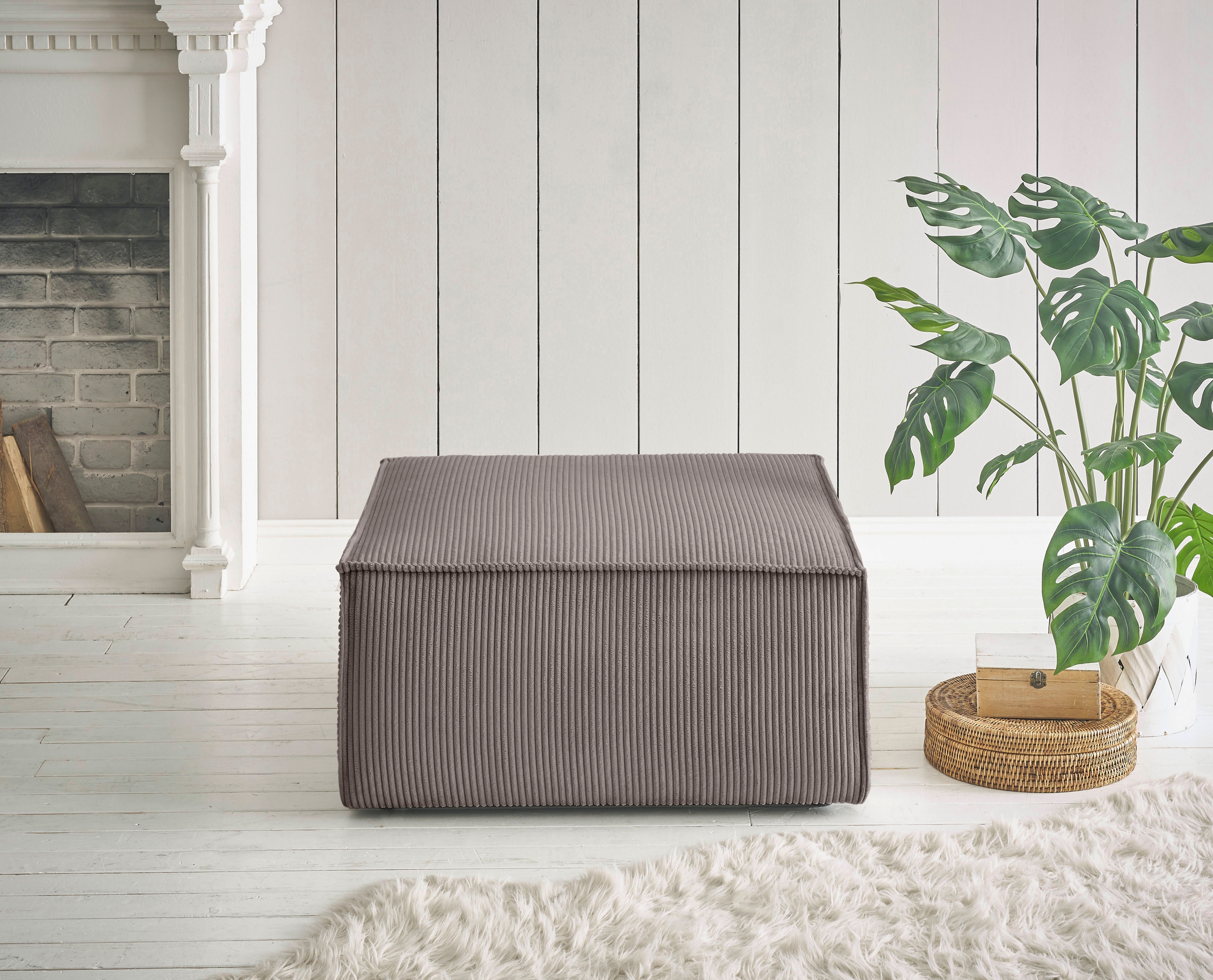 Hocker HOME AFFAIRE "SHERWOOD", beige (taupe), B:80cm H:42cm T:80cm, 100% Polyester, Hocker, Hocker quadratisch, ideale Ergänzung zum Loveseat SHERWOOD