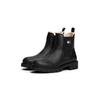 Chelseaboots TOMMY JEANS "TJW CHELSEA BOOT WL", Damen, Gr. 39, schwarz, Leder, Elastischer Einsatz, unifarben, casual, Schuhe, Blockabsatz, Stiefelette mit typischer Logoflagge