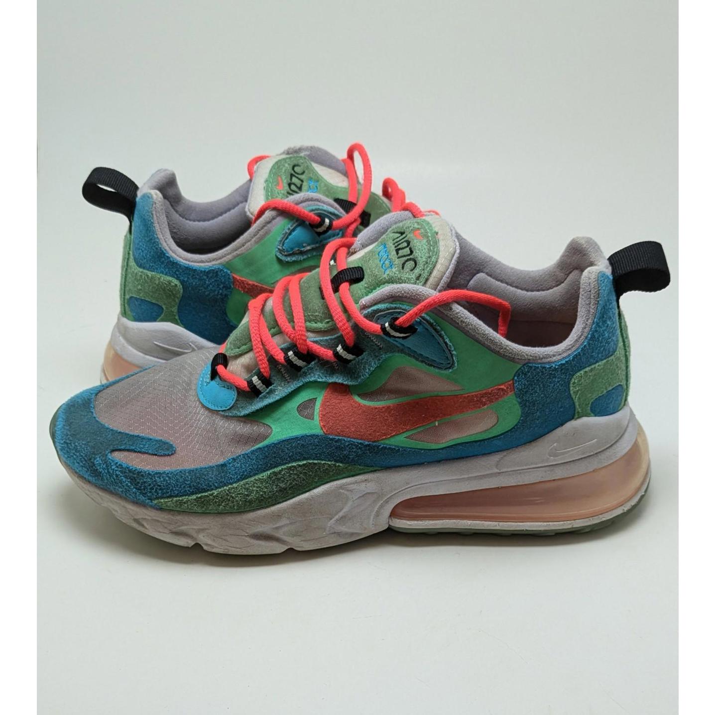 Nike Shoes | Women Nike Air Max 270 React Green Blue Athletic Running Shoes At6174-300 Size 7 | Color: Blue/Green | Size: 7