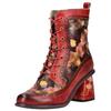 Schnürstiefelette LAURA VITA "LAURA VITA Stiefelette Leder/Textil", Damen, Gr. 39, rot, Leder, Textil, casual, Schuhe
