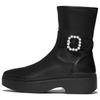 Plateaustiefelette FITFLOP "F-LUMA CRYSTAL", Damen, Gr. 40, schwarz, Leder, Lederimitat, casual, Schuhe, Boots, Chunky Boot mit Plateausohle