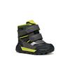 Winterboots GEOX "B TREKKYUP BOY B ABX", Kinder, Gr. 24, schwarz (schwarz, grün), Lederimitat, Textil, sportlich, Schuhe, Winterstiefel mit Warmfutter, Größenschablone zum Download