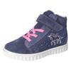 Sneaker RICOSTA "Jeannie", Kinder, Gr. 30, blau (navy, rosa), Veloursleder, Glitzer, animal-print, casual, Schuhe, Schnürboots mit TEX-Ausstattung, Größenschablone zum Download