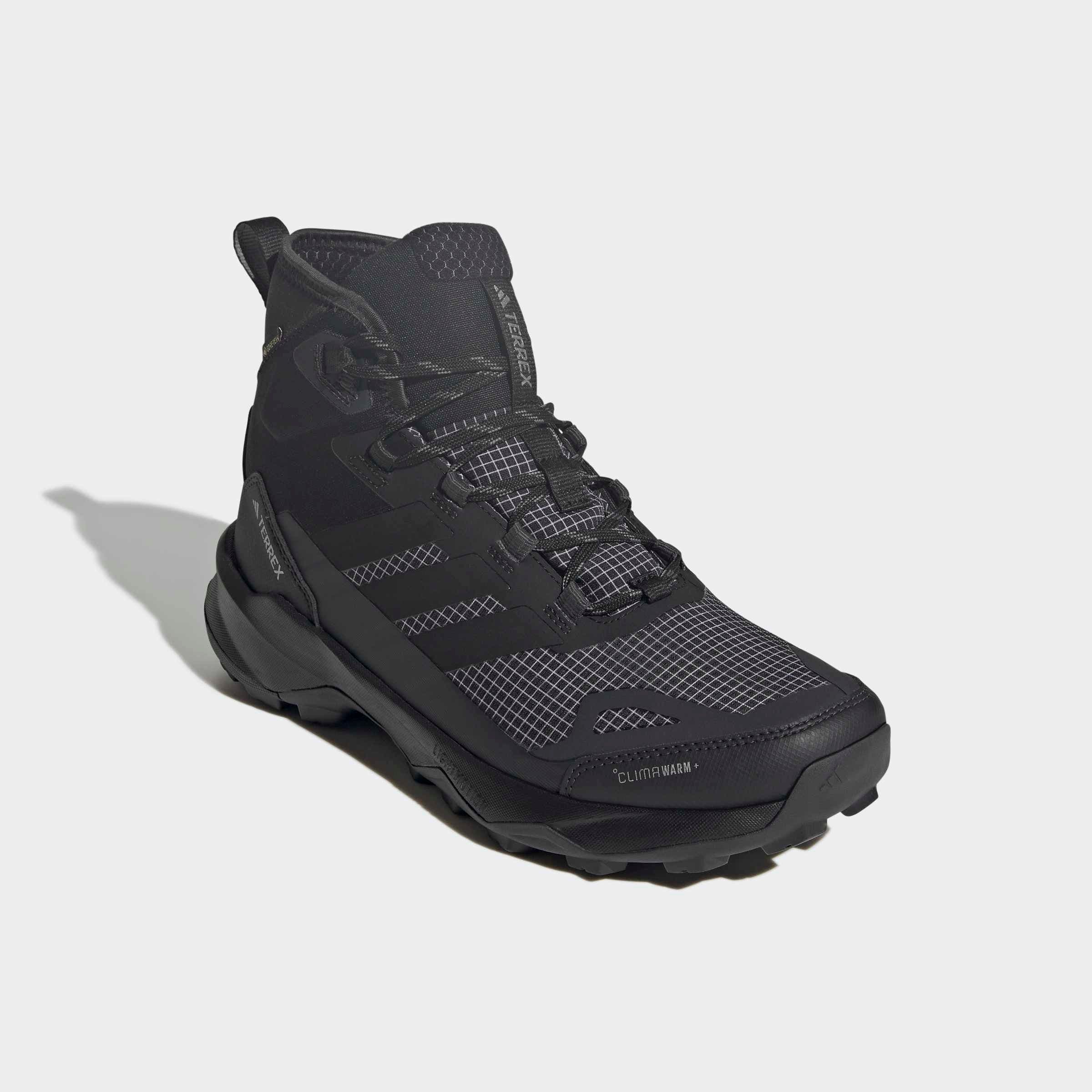 Wanderschuh ADIDAS TERREX "TERREX SKYCHASER AX5 MID GORE-TEX CLIMAWARM+", Herren, Gr. 42, schwarz (core schwarz, core schwarz, carbon), Synthetik, Textil, Schuhe Wanderschuh, wasserdicht und wärmend, Topseller