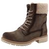 Winterboots TOM TAILOR, Damen, Gr. 41, grau (taupe), Lederimitat, Textil, used, modisch, Schuhe, Workerboots, Hiking Boot mit Blockabsatz