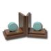 One World Circle Non-skid Bookends Wood in Blue | 7 H x 6.75 W x 5 D in | Wayfair BG00065991