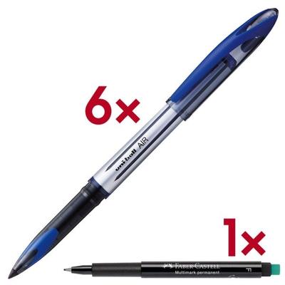 uni-ball 6x Tintenroller »Uni-Ball AIR« inkl.1 Folienstift »Multimark« blau Image