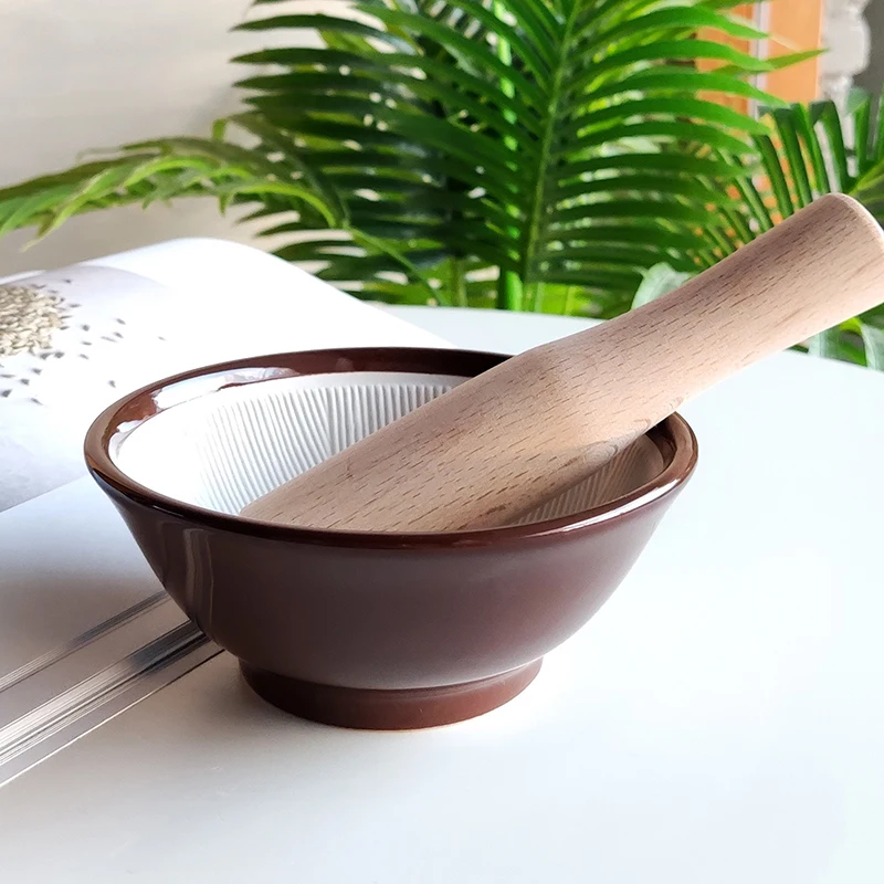 Bol de broyage en céramique japonaise, aliments supplémentaires, vaisselle de broyage de boue, broyeur manuel de nourriture pour pâte de riz de fruits et légumes