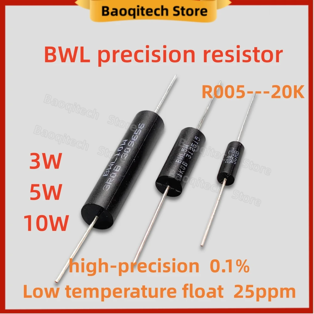 3 W 5 W 10 W BWL Hochpräzisionswiderstand R005 – 20 K Ohm 0,1 % tiefer TCR, nicht induktiver 100R 500R 1K-Abtastwiderstand mit niedrigem Widerstand Image