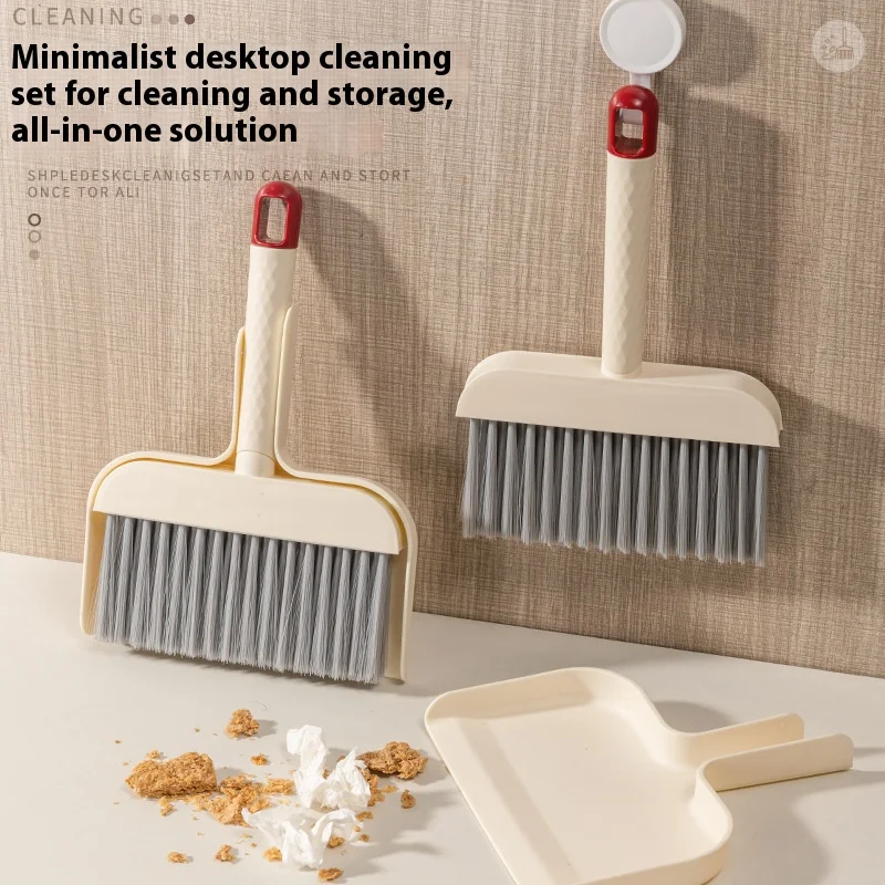 Kreatives Desktop-Mini-Besen- und Kehrschaufel-Set – Fensterbank-Lückenbürste, Computer-Tastaturbürste, Reinigungswerkzeug für Hamster-Haustiere Image