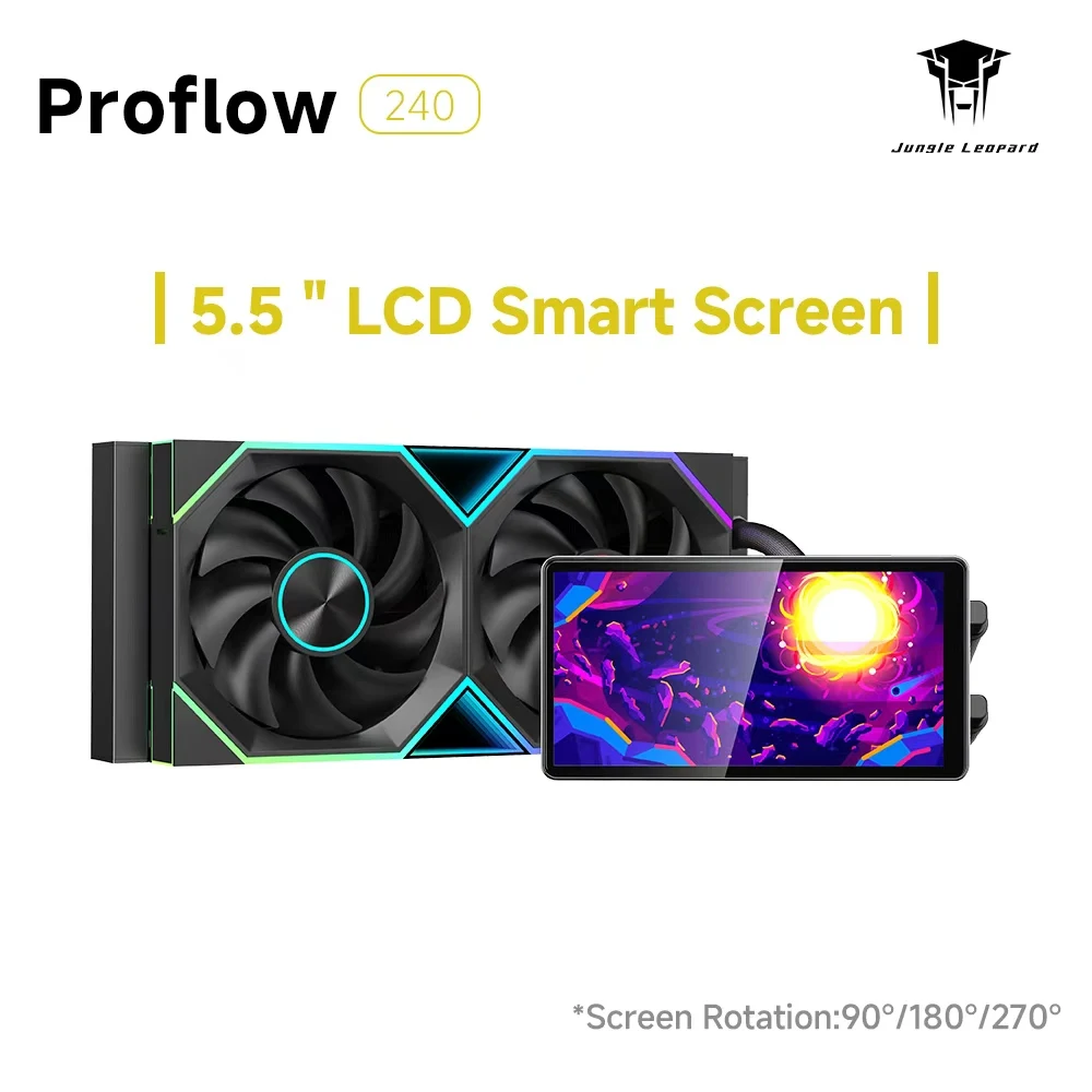 Jungle Leopard Pro Flow 240 ARGB All-In-One-LCD-BILDSCHIRM AIO FLÜSSIGKEIT KÜHLER Wasserkühlung Kühler 5V3PIN ARGB Lüfter CPU Flüssigkeitskühler Image
