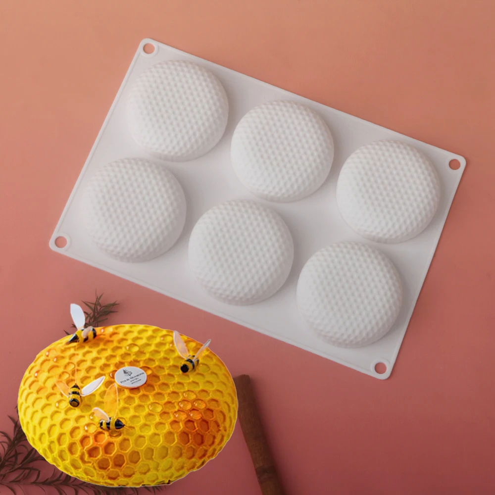 6-zellen Oberfläche Wabenstruktur Oblate Mousse Form Silikon Kuchen Form Schokolade Form Dessert Dekorieren Werkzeuge Küche Backformen Image