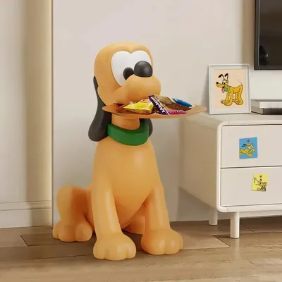 Creative Resin Cartoon Dog Moulding Crafts Living Room TV Cabinet Side Large Figurines Tray Clutter Storage Home Decorations
