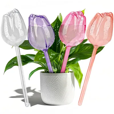 6pcs Watering Bulbs Globes for Indoor Outdoor Plants Tulip Self Plant Globes Automatic Plant Watering Devices Plastic Bulbs