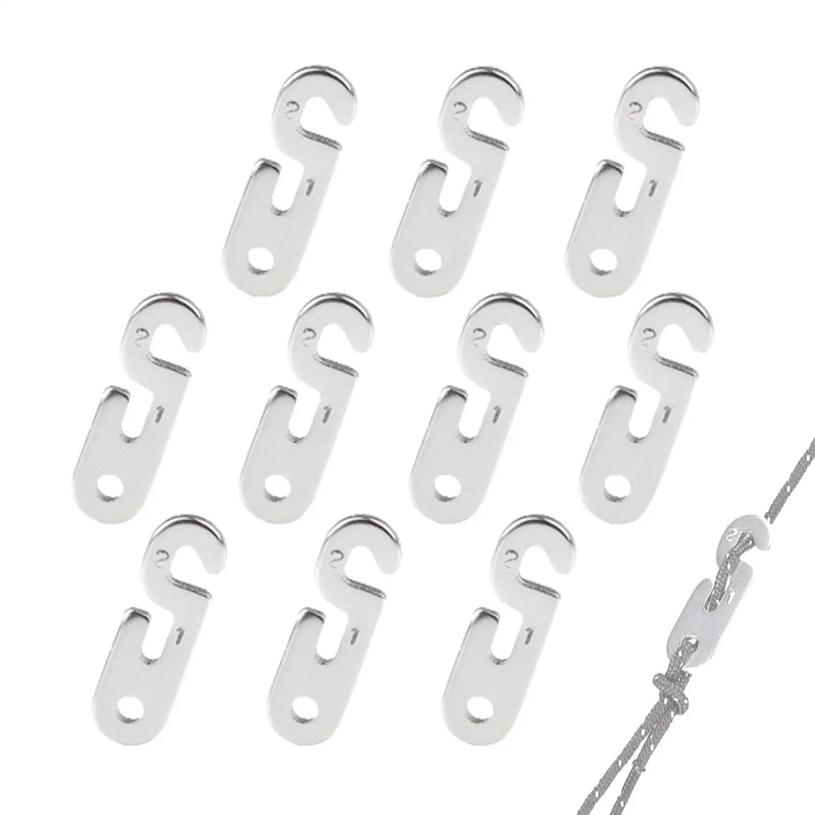 10 Stück Seilratsche aus Aluminiumlegierung, Zeltseilversteller, Paracord-Spanner, wiederverwendbare Seilklemmen, Camping-Zubehör Image