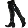 Punk Sexy Patent Leder Reitstiefel Für Männer Stahlrohr Plattform Cowboy Schuhe Spitz Overknee Stiefel zeigen Party