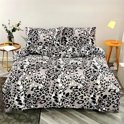 Leopard Print Duvet Cover Cheetah Comforter Covers Set Safari Animal Bedding Sets Gray Black Quilt Cover for Women Men Bedroom
