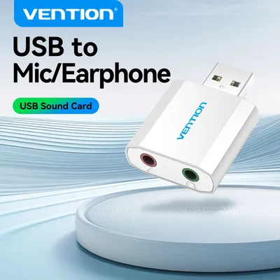 Vention USB Sound Card External USB Audio Adapter for Headphone Mic 3.5mm Jack for PC Laptop PS5 Computer Home Theater Soundcard