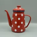 Accessori da cucina da 1,1 litri Bollitore classico in smalto rosso a pois addensato Teiera Caffettiera Brocca per olio