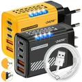 Adattatore per testa di ricarica per telefono con spina USA/UE da 240 W QC3.0 PD 5 porte GaN con luce LED per iPhone Samsung Huawei Xiaomi