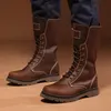 Leder männer Wandern Motorrad Stiefel wasserdichte trekking Kampf Stiefel Gothic Gürtel Punk Stiefel Männer Schuhe Taktische Turnschuhe