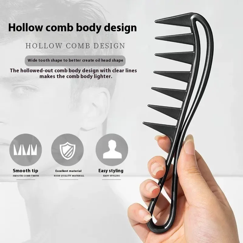 Friseursalon Große Zahn Breiten Kamm Glättung Kamm Kit Haushalt Öl Kopf männer Zurück Hohl Kamm Styling Werkzeuge Friseur Zubehör Image