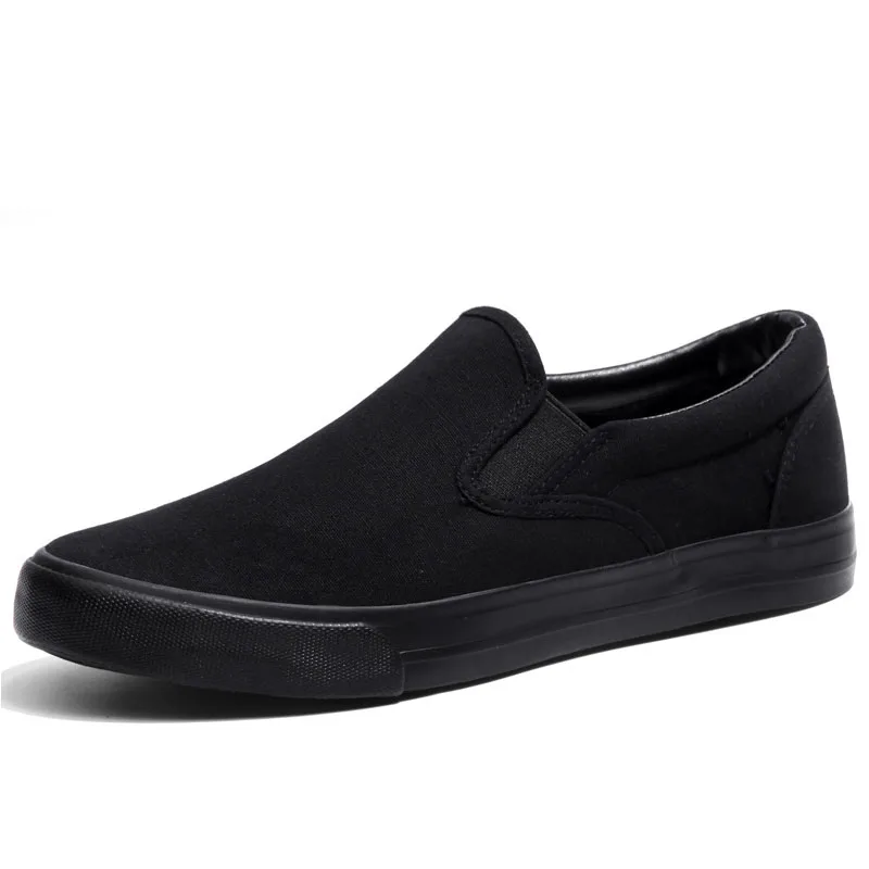 Slip-on-Schuhe Cool Young Man Street Pure Black Footwear Atmungsaktive flache Herren-Freizeitschuhe Plus Größe 45