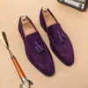 Marke Design Männer Wildleder Leder Schuhe Mokassins Lila Quaste Spitz männer Müßiggänger Vintage Slip-on Casual Männer Sozialen kleid Schuh