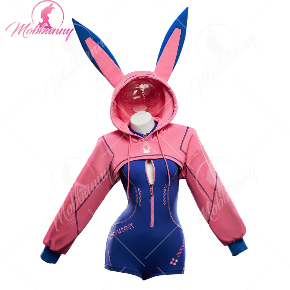 MOBBUNNY Damen Dva Derivative Sexy Dessous Enge Sportbekleidung Cyber Style Bodysuit mit Kapuze Kurze Jacke Image