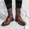 Lässige Herren lange Stiefel trend ige neue Designer-Stile Freizeit Business Party Büro Outdoor-Motorrad schwarz braun plus Größe Schuhe