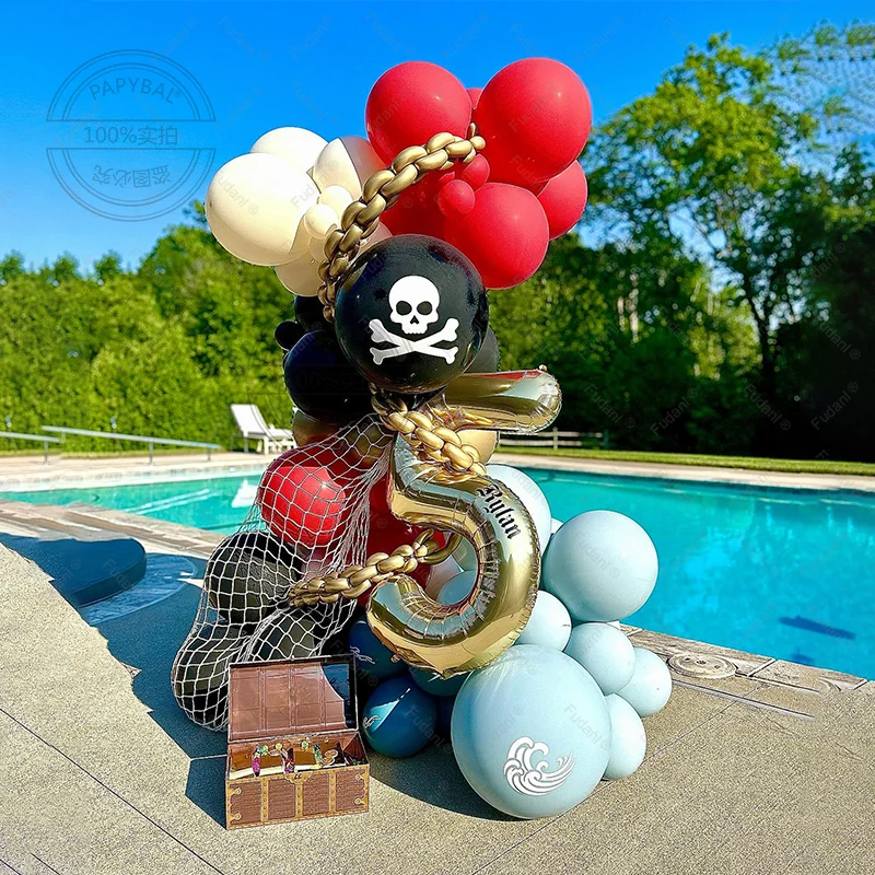 50 stücke Piraten Themen Ballon Platin Anzahl Geburtstag Ballon Set Festliche Party Dekoration kinder Taufe Liefert Foto Prop Image