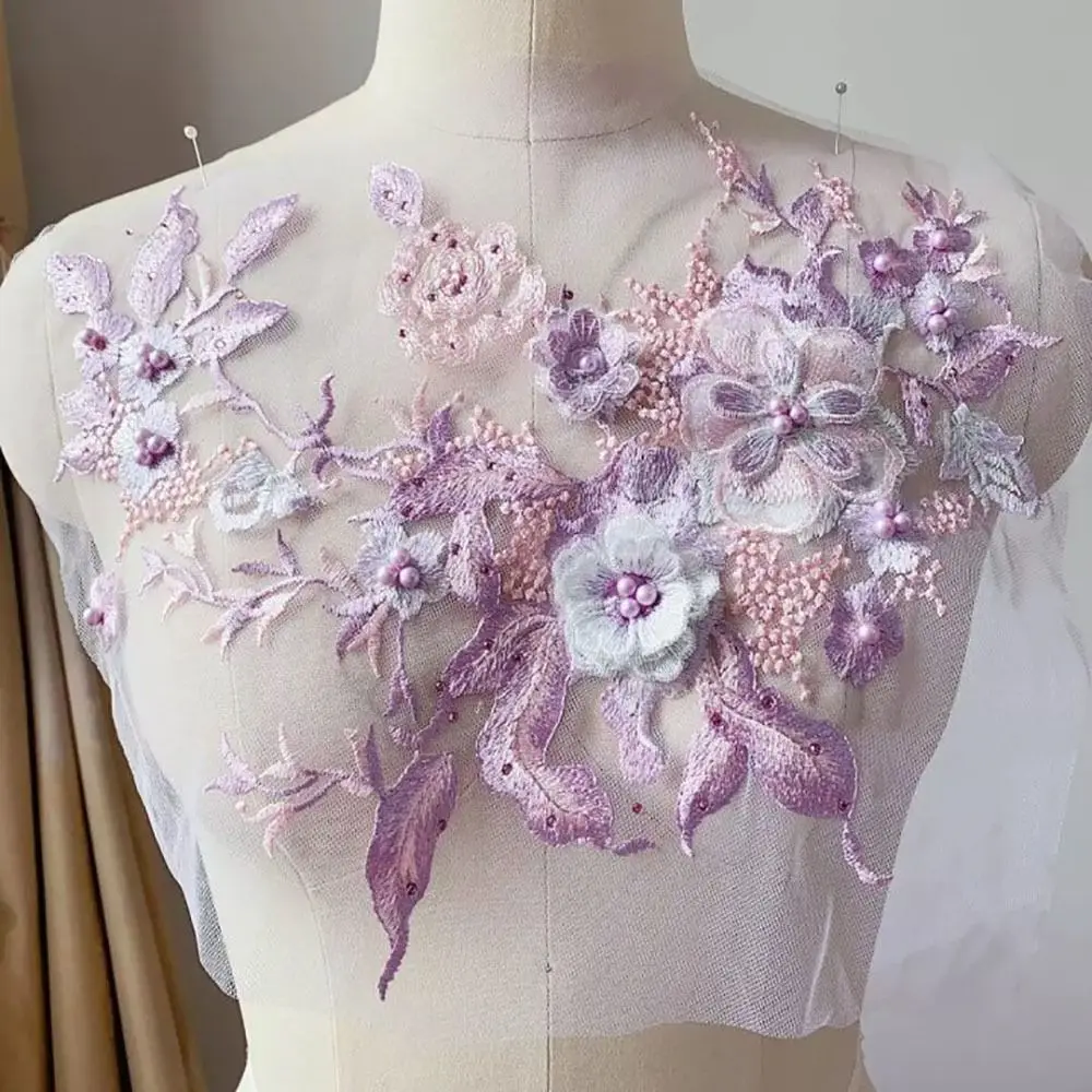 DIY Mode Elegante Pailletten Stickerei Pailletten Stickerei Patches DIY Spitze Stoffe Applikation Gestickte Blumen Patches Hochzeit Image