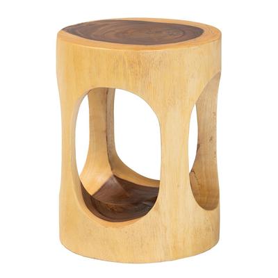 Baxton Studio Kaseko Hand-Carved Suar Wood Side Table