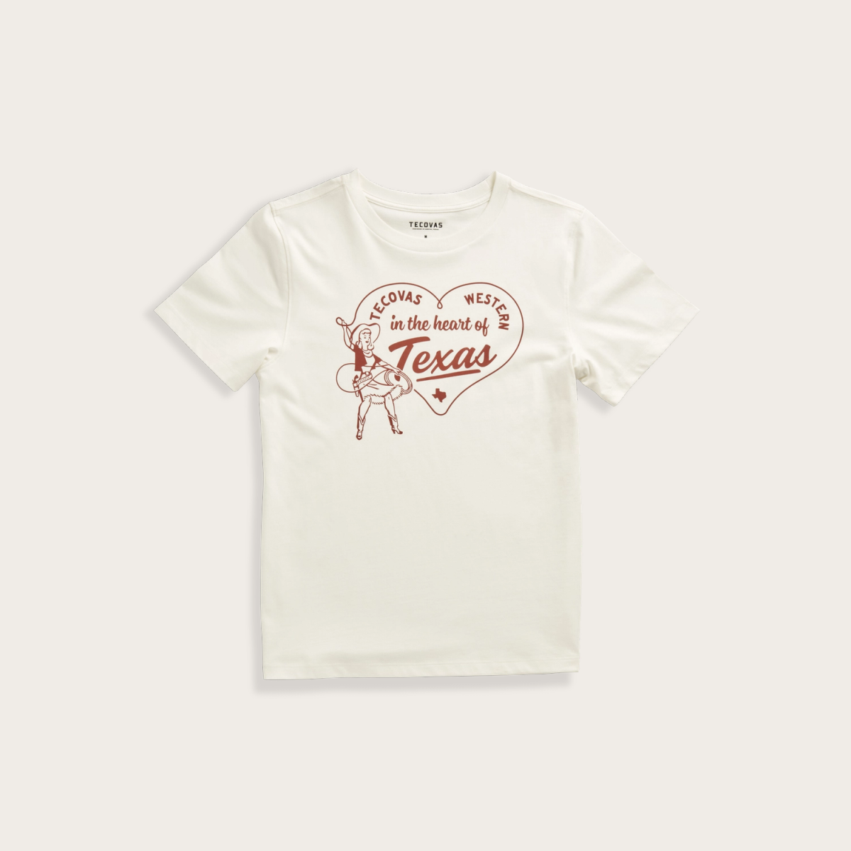 Tecovas Women's Heart of Texas T-Shirt, Bone, Supima Cotton, XL