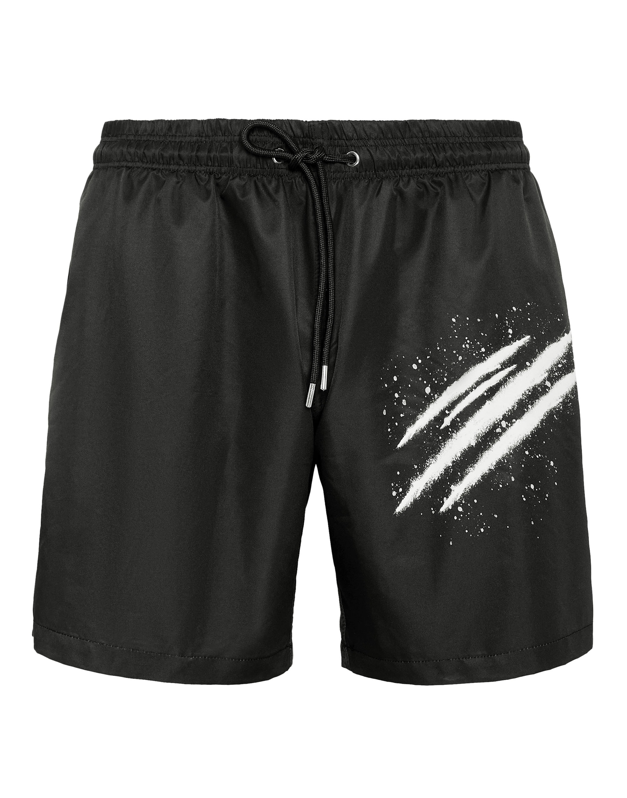 Badehose PLEIN SPORT "Badehose", Herren, Gr. M, US-Größen, schwarz-weiß (0201, schwarz, weiß), Obermaterial: 100% Polyester, Badehosen Badehose