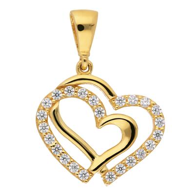 Ketten-Anhänger ADELIA´S "333 Gold Anhänger Herz", gold, Schmuckanhänger, Damen, Gold, mit Zirkonia Goldschmuck für Damen Image