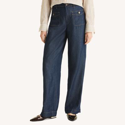Nautica Women's Chambray Wide Leg Pant Stellar Blue Heather, 4