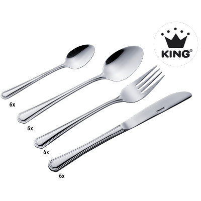 Besteck-Set KING "»Düsseldorf«", silber (edelstahlfarben), 24 tlg., Edelstahl 18/0, Essbesteck-Sets, Besteck im zeitlosen Design Image