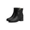 Stiefelette TOMMY HILFIGER "TH BUCKLE RIDING MID HEEL BOOTIE", Damen, Gr. 40, schwarz, Leder, klassisch, Schuhe, Blockabsatz, Businesschuh mit Zierschnalle am Schaftrand