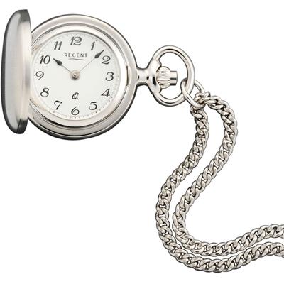 Kettenuhr REGENT "P760-32777749", silber (edelstahlfarben), Taschenuhren, Damen, Quarzuhr, Damenuhr, Kette, Acrylglas Image