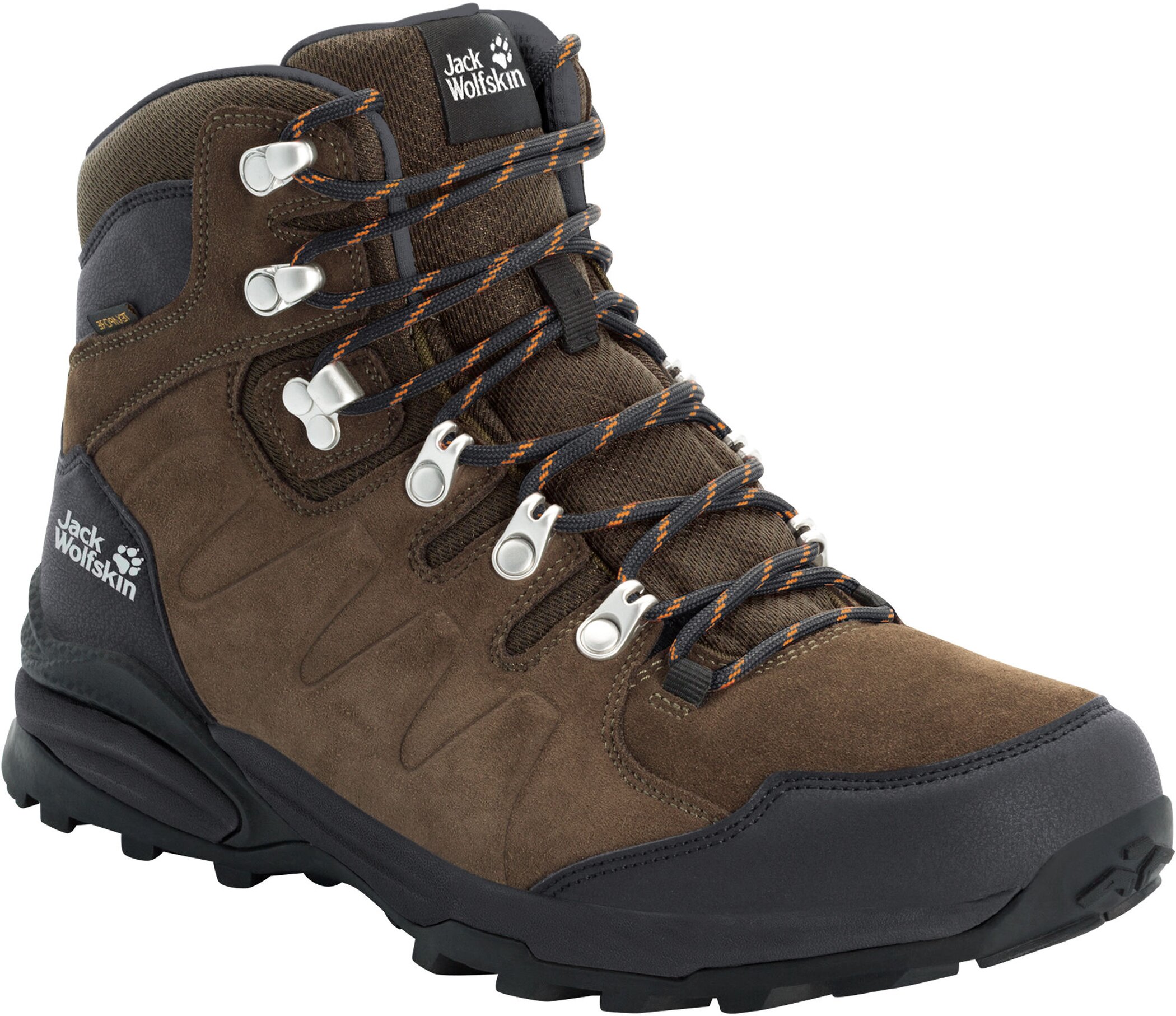 Wanderschuh JACK WOLFSKIN "REFUGIO TEXAPORE MID M", Damen, Gr. 42, braun, phantom, Leder, Textil, Schuhe Wanderschuh, Wasserdicht, Trekkingschuh, Topseller