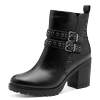 Stiefelette MARCO TOZZI, Damen, Gr. 37, schwarz, Lederimitat, unifarben, Reptilienprägung, modisch, Schuhe, Blockabsatz, Ankleboots mit Zierschnallen und Ösen