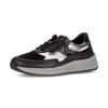Keilsneaker GABOR "COMO", Damen, Gr. 43, silber (schwarz, weiß, silberfarben), Textil, Kalbsleder, unifarben mit Farbeinsätzen, sportlich, Schuhe, Plateau, Schnürschuh, Halbschuh, in Extraweite K