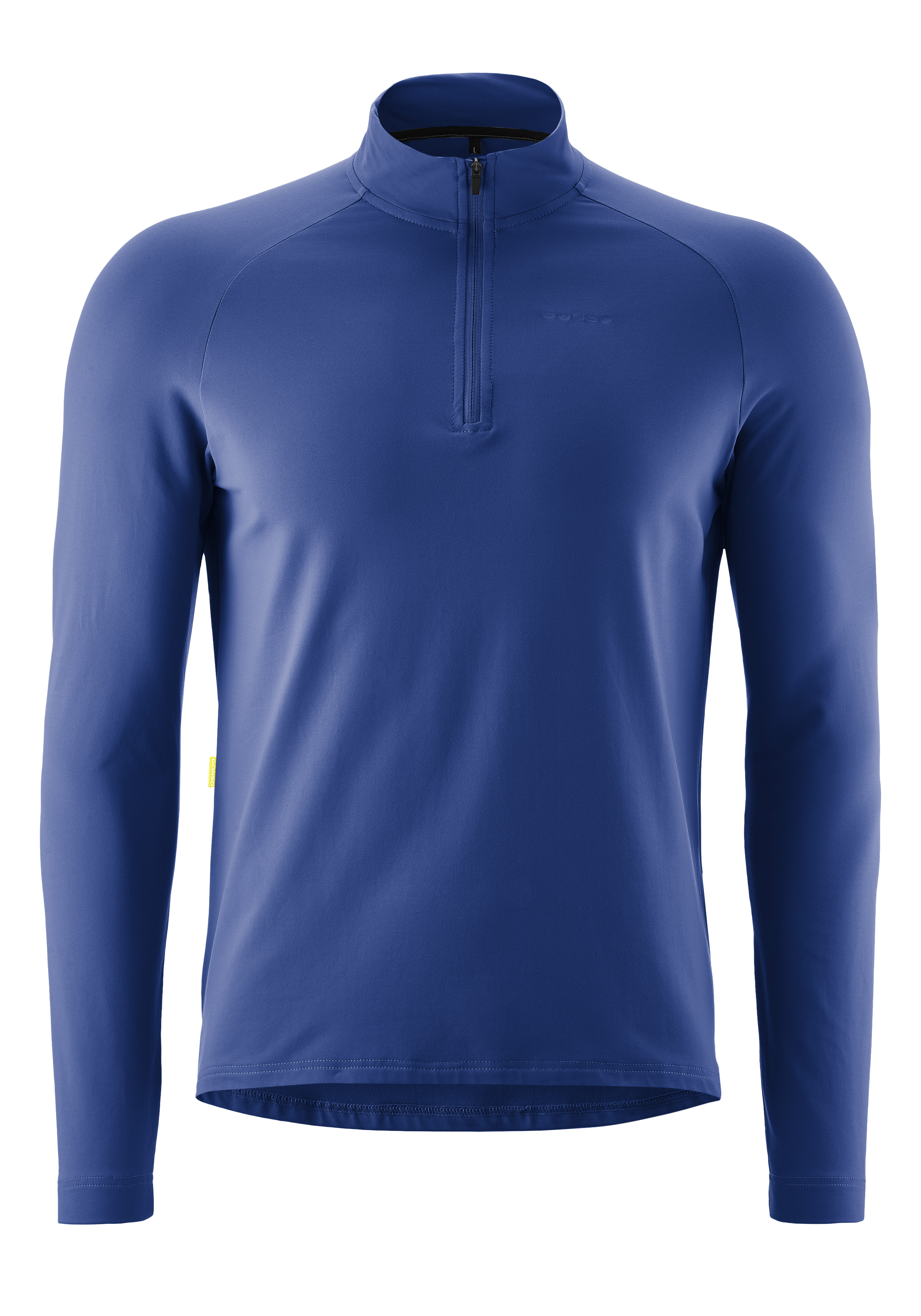 Radtrikot GONSO "Essential Jersey Longsleeve M", Herren, Gr. 3XL, jeansblau, 86% Polyester; 14% Elastan, hoch geschlossener Ausschnitt, Trikots, Herren Fahrradtrikot langarm, Midlayer Trikot Image