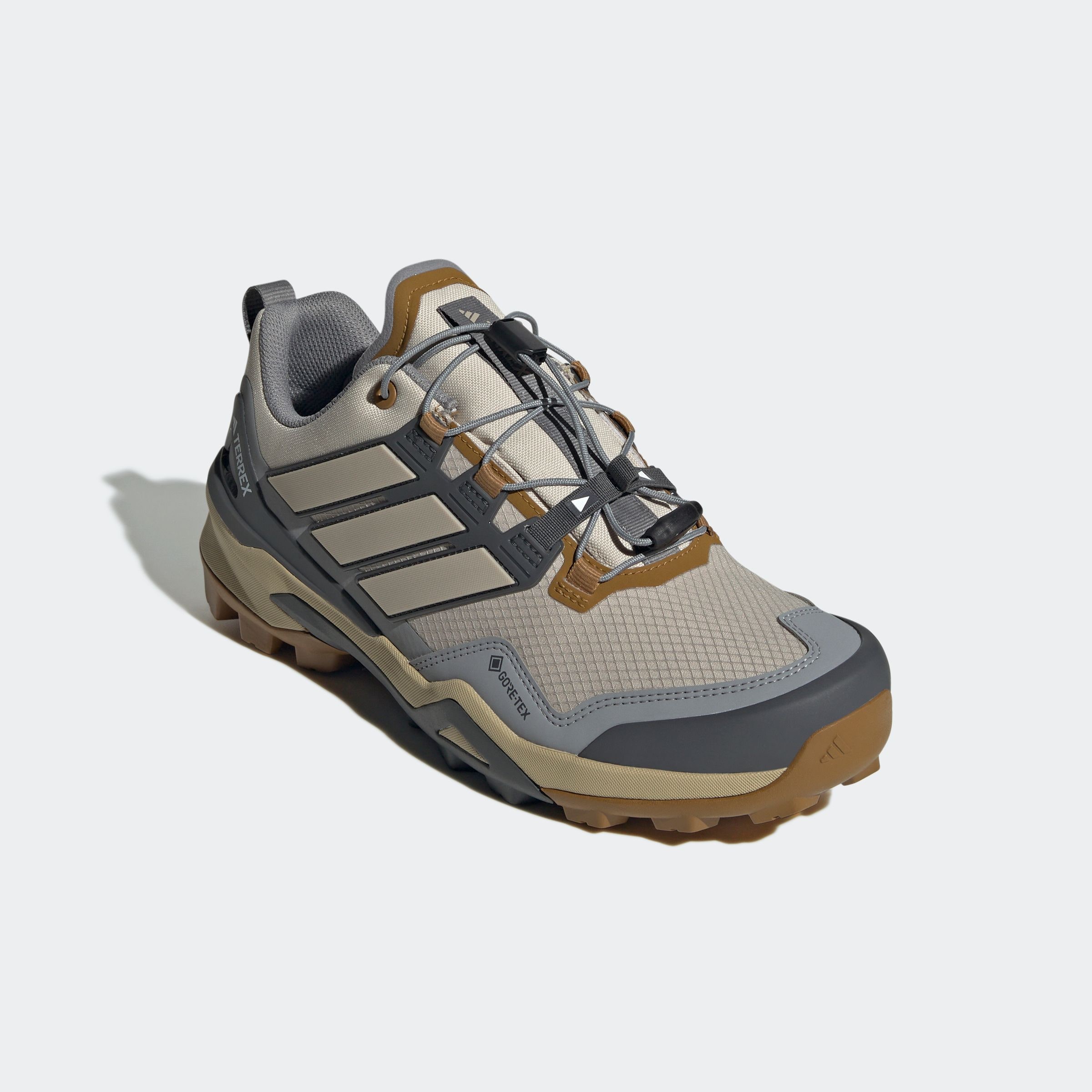 Wanderschuh ADIDAS TERREX "TERREX SKYCHASER GORE-TEX", Herren, Gr. 43, wonder beige, wonder beige, grau six, Synthetik, Textil, Schuhe Wanderschuh, wasserdicht