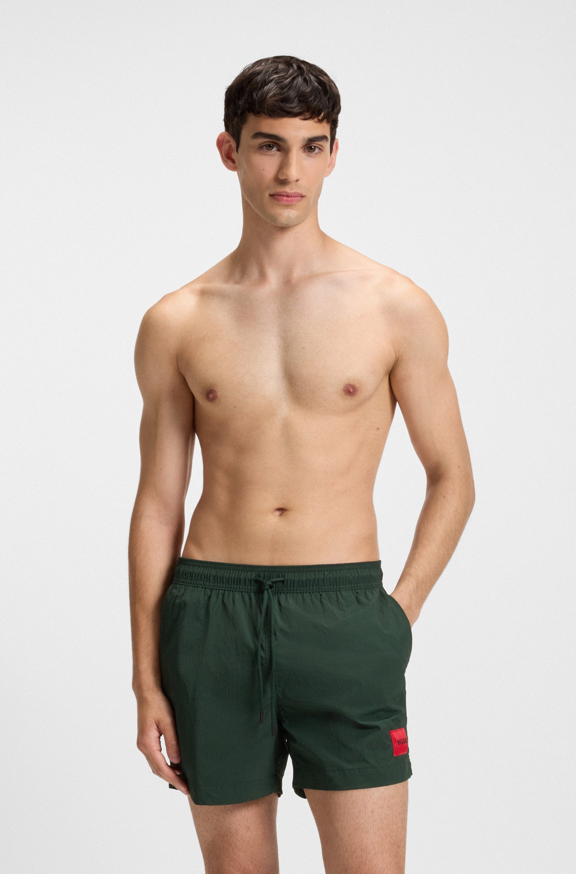 Badeshorts HUGO UNDERWEAR "DOMINICA", Herren, Gr. XL (54), N-Gr, dunkelgrün, Web, Obermaterial: 100% Polyacryl, Badehosen Image
